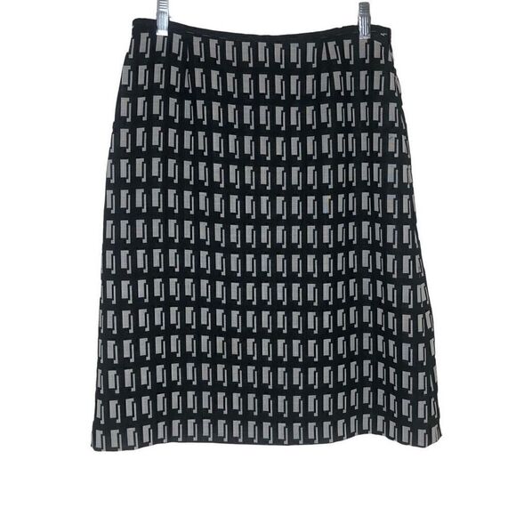 Laurel Light Gray and Black Wool Geometric Design Straight Skirt - Picture 2 of 12